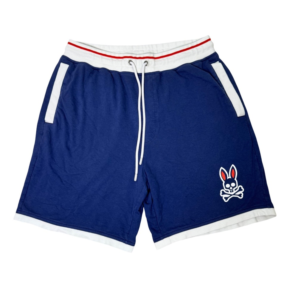 Psycho Bunny Men's Drawstring Shorts Navy Blue Size Large Streetwear Loungewear